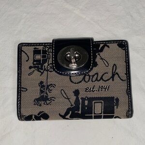 Coach Black and Cream Patterned Wallet